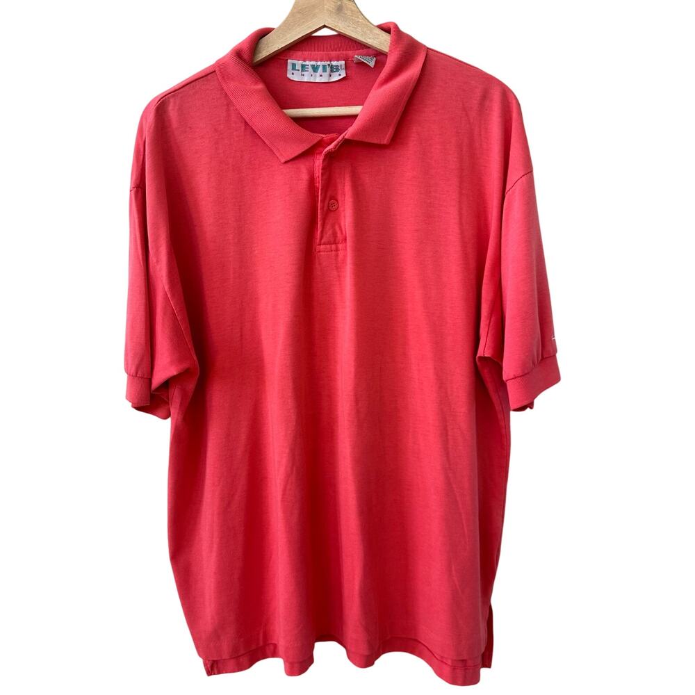 Vintage Levi's Shirt Men's Pink Polo Shirt Size XL Made in Korea